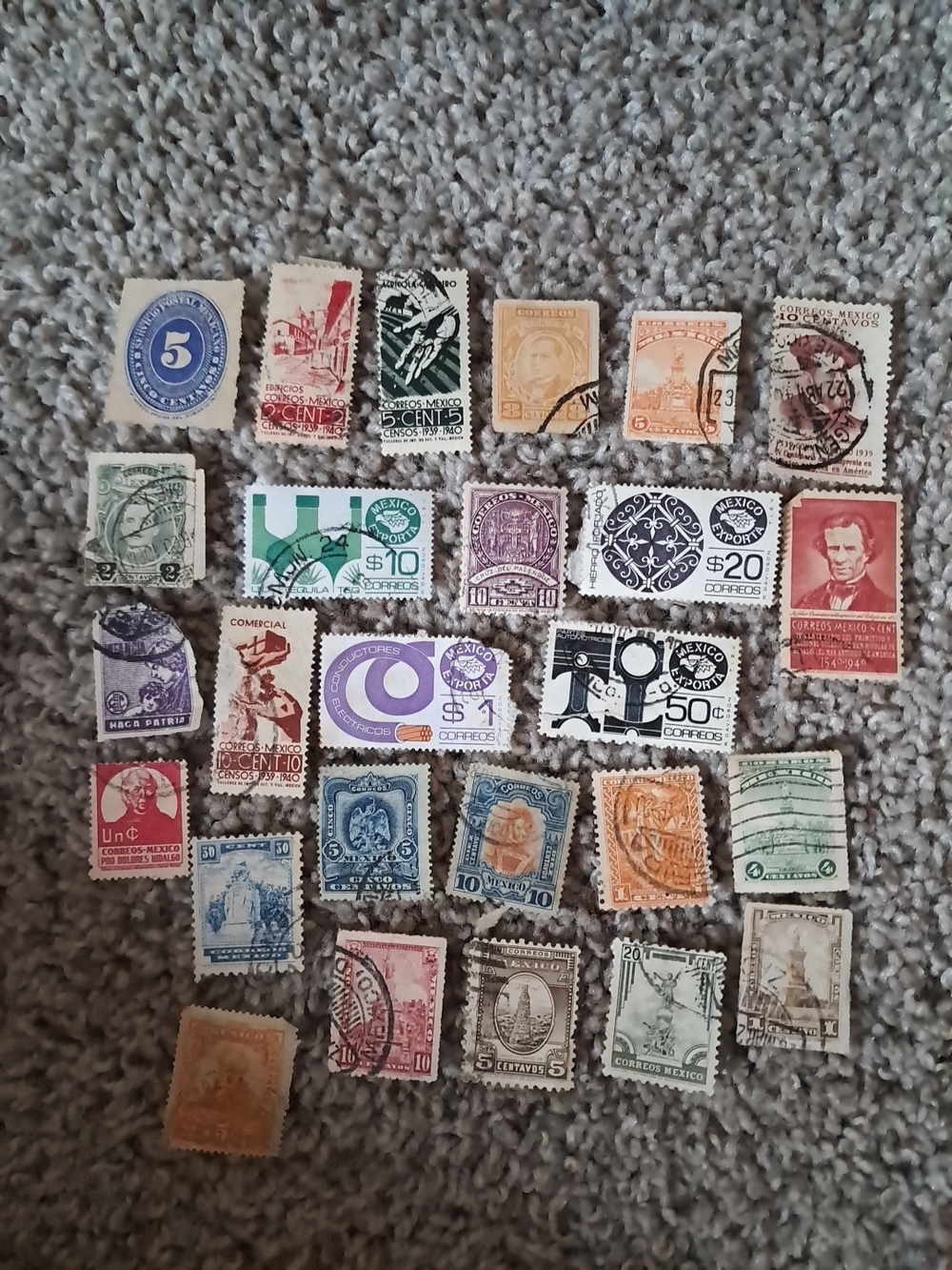 Vintage Mixed International Postage Stamp Lot - Multicolor